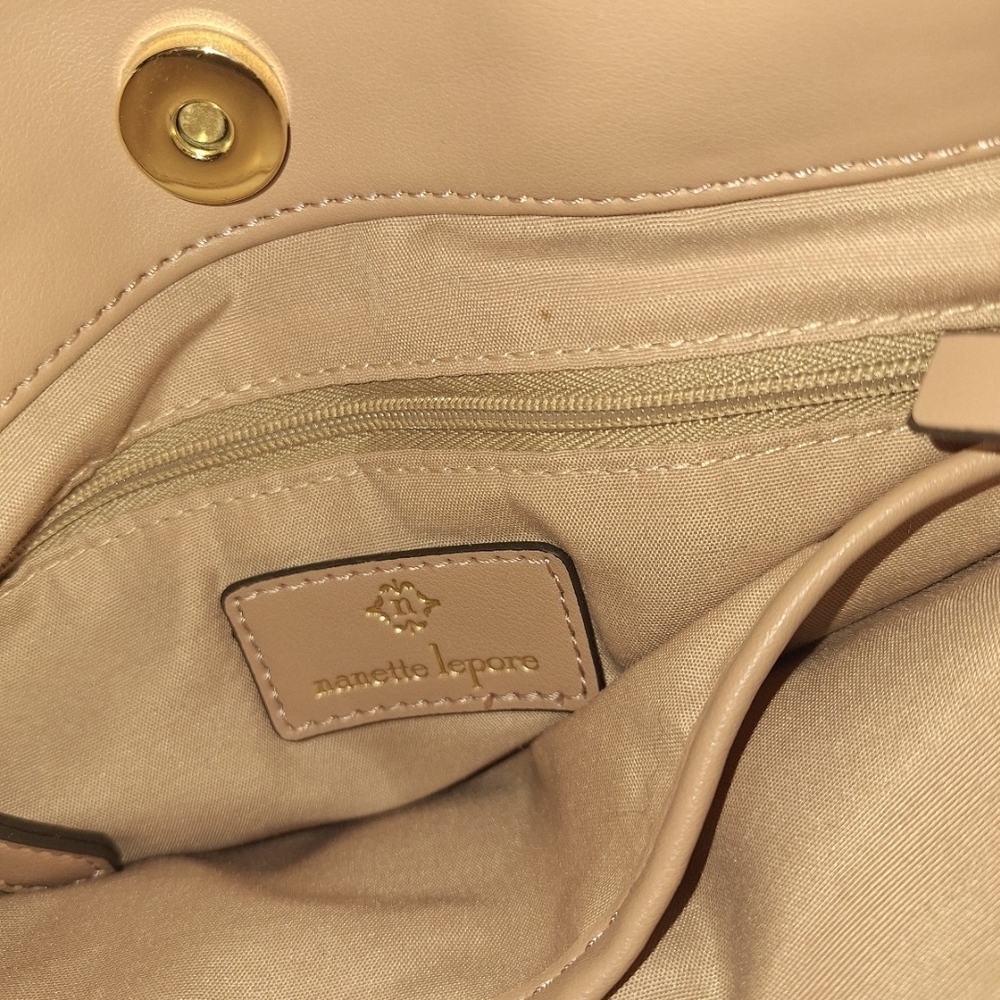 Neutral Monogram Tote Bag with Floral Charm - Picture 7 of 8